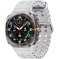 Galaxy Watch Ultra 2025 | 47 мм | 4G LTE | Titanium Silver | Marine/White | S/M/L, Размер: 47 мм, Цвет: Titanium Silver, Тип ремешка: Marine, Цвет ремешка: White, Размер ремешка: S/M/L, Подключение часов: Bluetooth / Wi-Fi + 4G LTE