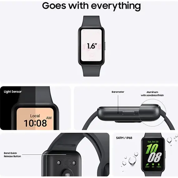 Samsung Galaxy Fit3 Dark Gray, Цвет: Dark Gray, Подключение часов: Bluetooth / Wi-Fi, изображение 6