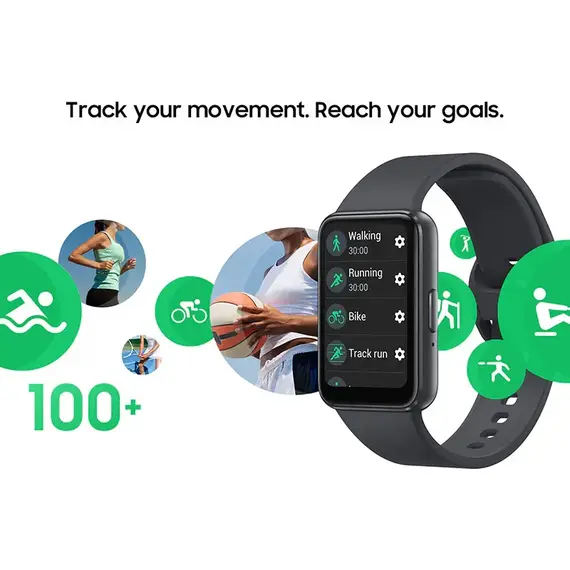 Samsung Galaxy Fit3 Dark Gray, Цвет: Dark Gray, Подключение часов: Bluetooth / Wi-Fi, изображение 4