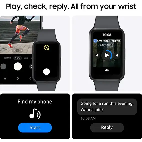 Samsung Galaxy Fit3 Dark Gray, Цвет: Dark Gray, Подключение часов: Bluetooth / Wi-Fi, изображение 2