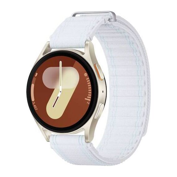 Samsung Galaxy Watch7 • 40 мм • Cream • Bluetooth / Wi-Fi, Размер: 40 мм, Цвет: Cream, Тип ремешка: Fabric, Цвет ремешка: Blue White, Размер ремешка: M/L, Подключение часов: Bluetooth / Wi-Fi