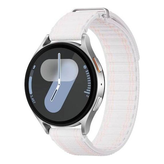 Samsung Galaxy Watch7 • 44 мм • Silver • Bluetooth / Wi-Fi, Размер: 44 мм, Цвет: Silver, Тип ремешка: Fabric, Цвет ремешка: Pink White, Размер ремешка: S/M, Подключение часов: Bluetooth / Wi-Fi