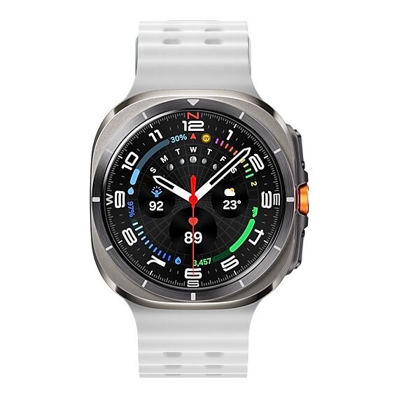 Galaxy Watch Ultra 2025 | 47 мм | 4G LTE | Titanium Silver | Marine/White | S/M/L, Размер: 47 мм, Цвет: Titanium Silver, Тип ремешка: Marine, Цвет ремешка: White, Размер ремешка: S/M/L, Подключение часов: Bluetooth / Wi-Fi + 4G LTE, изображение 2