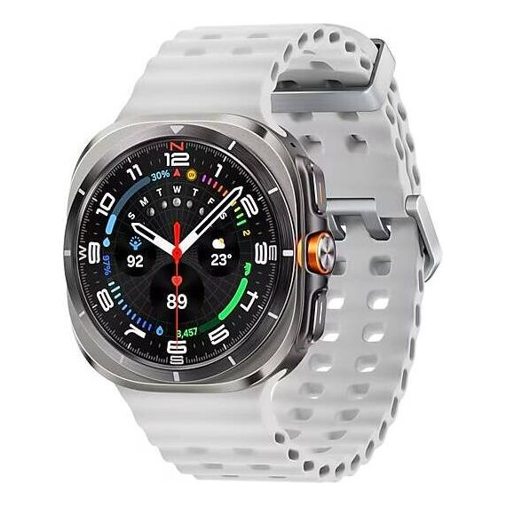 Galaxy Watch Ultra 2025 | 47 мм | 4G LTE | Titanium Silver | Marine/White | S/M/L, Размер: 47 мм, Цвет: Titanium Silver, Тип ремешка: Marine, Цвет ремешка: White, Размер ремешка: S/M/L, Подключение часов: Bluetooth / Wi-Fi + 4G LTE