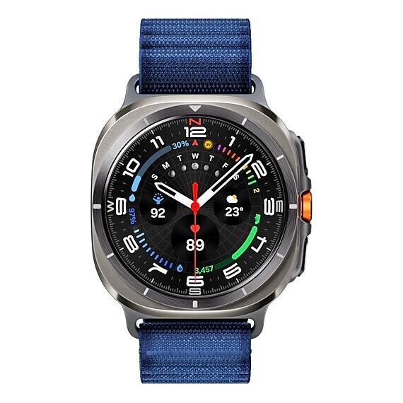 Galaxy Watch Ultra 2025 | 47 мм | 4G LTE | Titanium Silver | Trail/Blue | S/M/L, Размер: 47 мм, Цвет: Titanium Silver, Тип ремешка: Trail, Цвет ремешка: Blue, Размер ремешка: S/M/L, Подключение часов: Bluetooth / Wi-Fi + 4G LTE, изображение 2