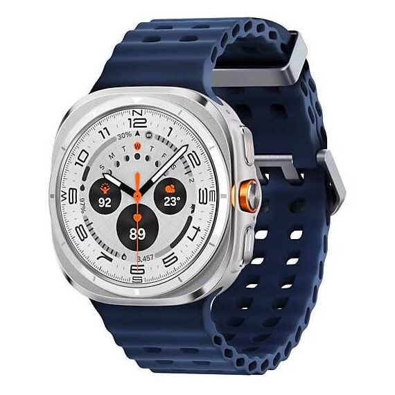 Galaxy Watch Ultra 2025 | 47 мм | 4G LTE | Titanium White | Marine/Blue | S/M/L, Размер: 47 мм, Цвет: Titanium White, Тип ремешка: Marine, Цвет ремешка: Blue, Размер ремешка: S/M/L, Подключение часов: Bluetooth / Wi-Fi + 4G LTE