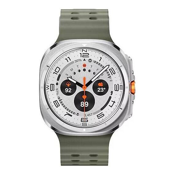Galaxy Watch Ultra 2025 | 47 мм | 4G LTE | Titanium White | Marine/Green | S/M/L, Размер: 47 мм, Цвет: Titanium White, Тип ремешка: Marine, Цвет ремешка: Green, Размер ремешка: S/M/L, Подключение часов: Bluetooth / Wi-Fi + 4G LTE, изображение 2