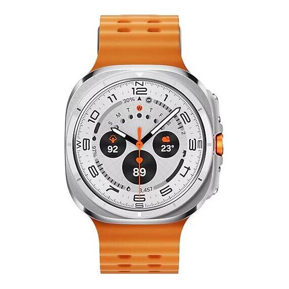 Galaxy Watch Ultra 2025 | 47 мм | 4G LTE | Titanium White | Marine/Orange | S/M/L, Размер: 47 мм, Цвет: Titanium White, Тип ремешка: Marine, Цвет ремешка: Orange, Размер ремешка: S/M/L, Подключение часов: Bluetooth / Wi-Fi + 4G LTE, изображение 2