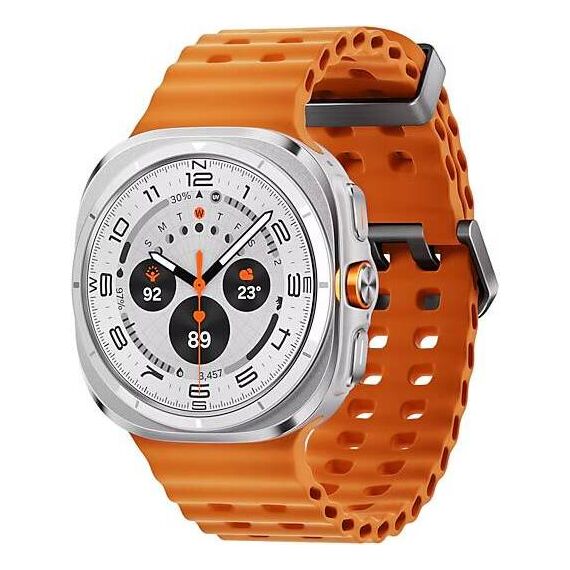 Galaxy Watch Ultra 2025 | 47 мм | 4G LTE | Titanium White | Marine/Orange | S/M/L, Размер: 47 мм, Цвет: Titanium White, Тип ремешка: Marine, Цвет ремешка: Orange, Размер ремешка: S/M/L, Подключение часов: Bluetooth / Wi-Fi + 4G LTE