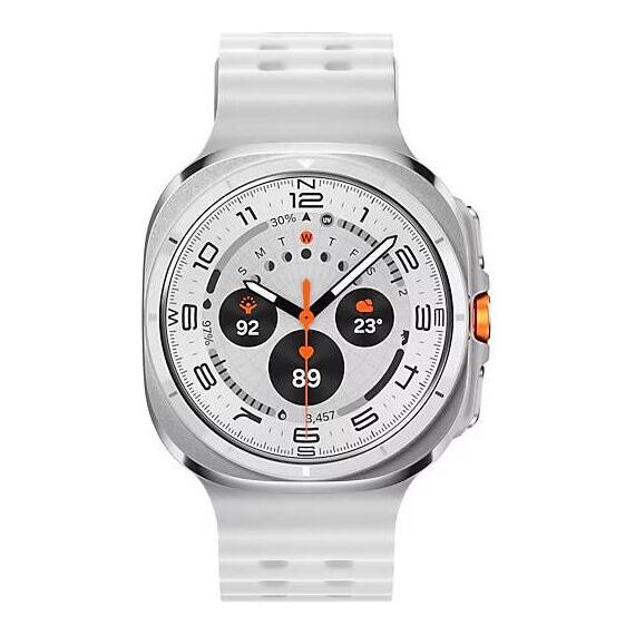 Galaxy Watch Ultra 2025 | 47 мм | 4G LTE | Titanium White | Marine/White | S/M/L, Размер: 47 мм, Цвет: Titanium White, Тип ремешка: Marine, Цвет ремешка: White, Размер ремешка: S/M/L, Подключение часов: Bluetooth / Wi-Fi + 4G LTE, изображение 2