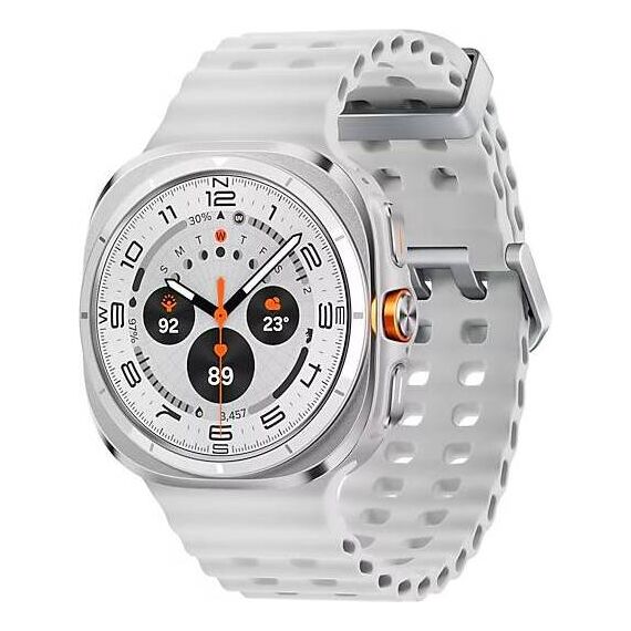Galaxy Watch Ultra 2025 | 47 мм | 4G LTE | Titanium White | Marine/White | S/M/L, Размер: 47 мм, Цвет: Titanium White, Тип ремешка: Marine, Цвет ремешка: White, Размер ремешка: S/M/L, Подключение часов: Bluetooth / Wi-Fi + 4G LTE