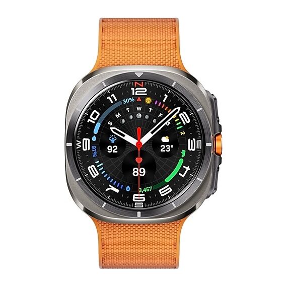 Galaxy Watch Ultra 2025 | 47 мм | 4G LTE | Titanium Silver | Peakform/Orange | S/M/L, Размер: 47 мм, Цвет: Titanium Silver, Тип ремешка: Peakform, Цвет ремешка: Orange, Размер ремешка: S/M/L, Подключение часов: Bluetooth / Wi-Fi + 4G LTE, изображение 2