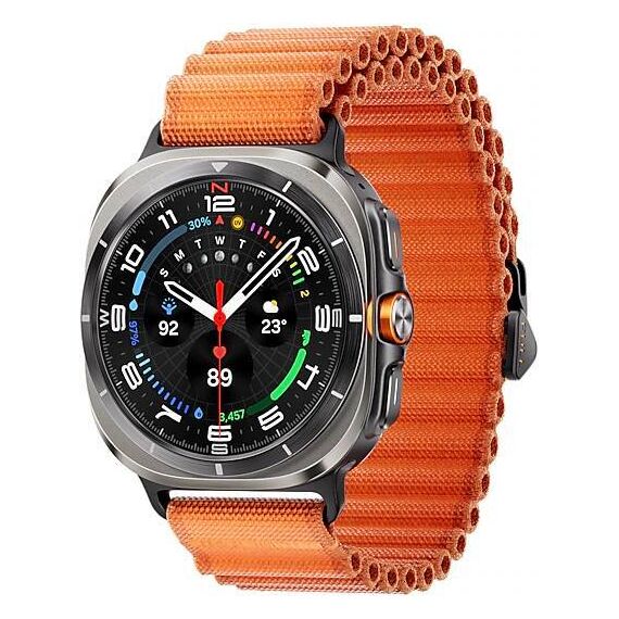 Galaxy Watch Ultra 2025 | 47 мм | 4G LTE | Titanium Silver | Trail/Orange | S/M/L, Размер: 47 мм, Цвет: Titanium Silver, Тип ремешка: Trail, Цвет ремешка: Orange, Размер ремешка: S/M/L, Подключение часов: Bluetooth / Wi-Fi + 4G LTE