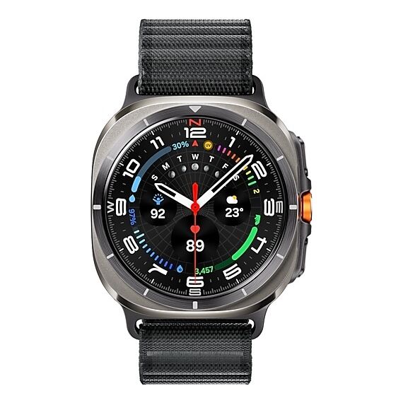 Galaxy Watch Ultra 2025 | 47 мм | 4G LTE | Titanium Silver | Trail/Dark Gray | S/M/L, Размер: 47 мм, Цвет: Titanium Silver, Тип ремешка: Trail, Цвет ремешка: Dark Gray, Размер ремешка: S/M/L, Подключение часов: Bluetooth / Wi-Fi + 4G LTE, изображение 2