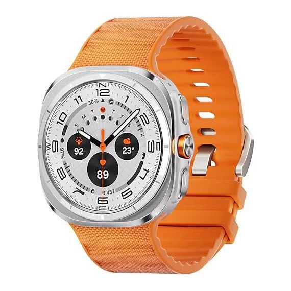 Galaxy Watch Ultra 2025 | 47 мм | 4G LTE | Titanium White | Peakform/Orange | S/M/L, Размер: 47 мм, Цвет: Titanium White, Тип ремешка: Peakform, Цвет ремешка: Orange, Размер ремешка: S/M/L, Подключение часов: Bluetooth / Wi-Fi + 4G LTE