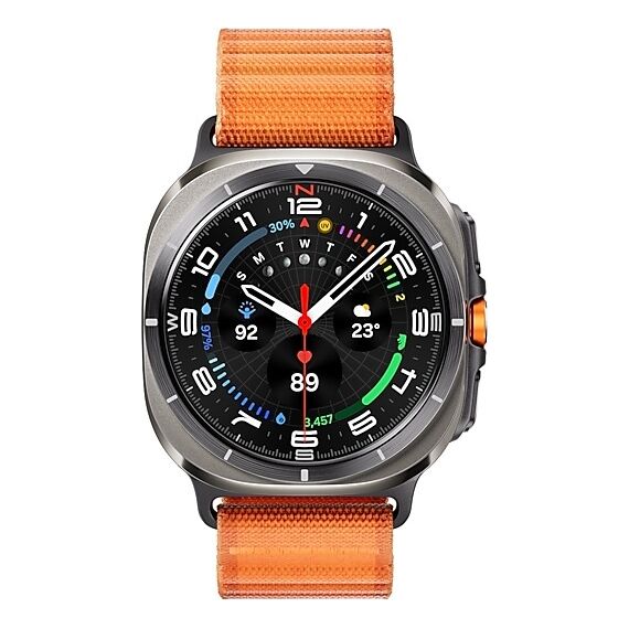 Galaxy Watch Ultra 2025 | 47 мм | 4G LTE | Titanium Silver | Trail/Orange | S/M/L, Размер: 47 мм, Цвет: Titanium Silver, Тип ремешка: Trail, Цвет ремешка: Orange, Размер ремешка: S/M/L, Подключение часов: Bluetooth / Wi-Fi + 4G LTE, изображение 2