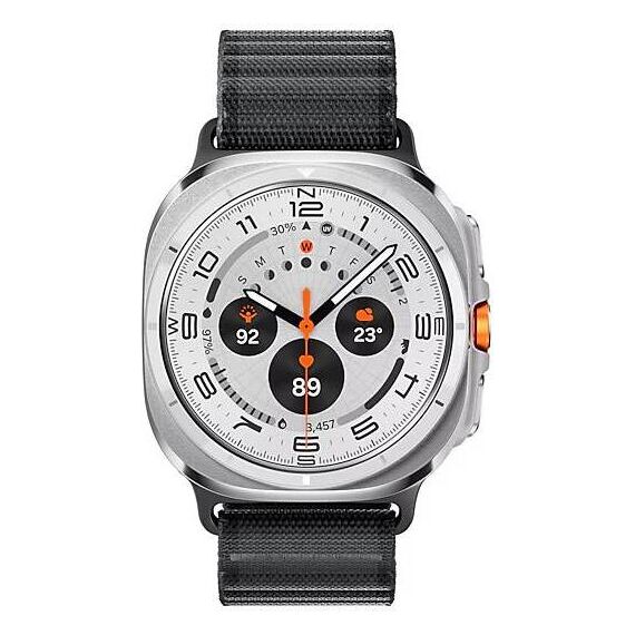 Galaxy Watch Ultra 2025 | 47 мм | 4G LTE | Titanium White | Trail/Dark Gray | S/M/L, Размер: 47 мм, Цвет: Titanium White, Тип ремешка: Trail, Цвет ремешка: Dark Gray, Размер ремешка: S/M/L, Подключение часов: Bluetooth / Wi-Fi + 4G LTE, изображение 2