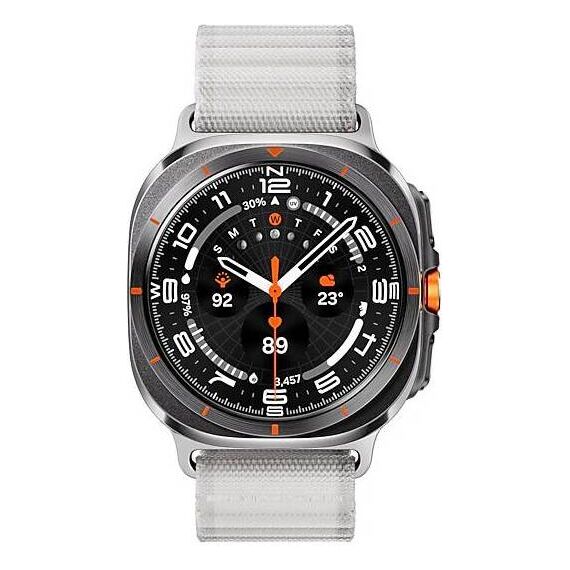 Galaxy Watch Ultra 2025 | 47 мм | 4G LTE | Titanium Gray | Trail/White Sand | S/M/L, Размер: 47 мм, Цвет: Titanium Gray, Тип ремешка: Trail, Цвет ремешка: White Sand, Размер ремешка: S/M/L, Подключение часов: Bluetooth / Wi-Fi + 4G LTE, изображение 2