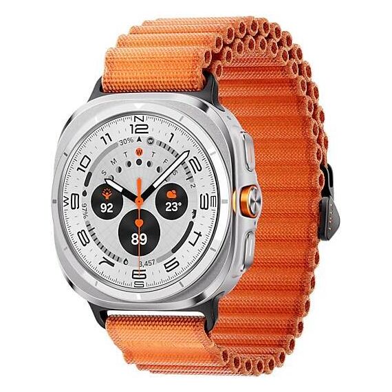 Galaxy Watch Ultra 2025 | 47 мм | 4G LTE | Titanium White | Trail/Orange | S/M/L, Размер: 47 мм, Цвет: Titanium White, Тип ремешка: Trail, Цвет ремешка: Orange, Размер ремешка: S/M/L, Подключение часов: Bluetooth / Wi-Fi + 4G LTE