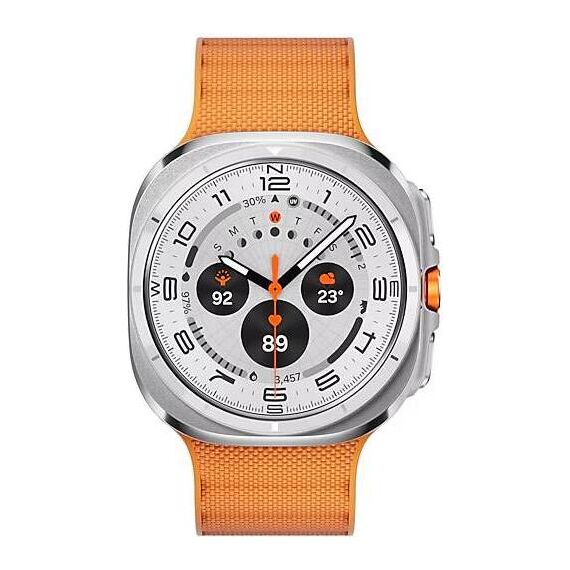Galaxy Watch Ultra 2025 | 47 мм | 4G LTE | Titanium White | Peakform/Orange | S/M/L, Размер: 47 мм, Цвет: Titanium White, Тип ремешка: Peakform, Цвет ремешка: Orange, Размер ремешка: S/M/L, Подключение часов: Bluetooth / Wi-Fi + 4G LTE, изображение 2