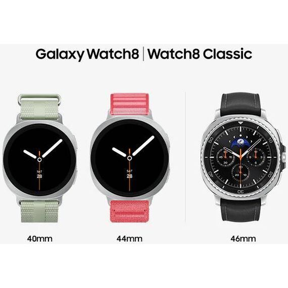 Galaxy Watch8 Classic | 46 мм | Black | Fabric/White | S/M, Размер: 46 мм, Цвет: Black, Тип ремешка: Fabric, Цвет ремешка: White, Размер ремешка: S/M, Подключение часов: Bluetooth / Wi-Fi, изображение 3