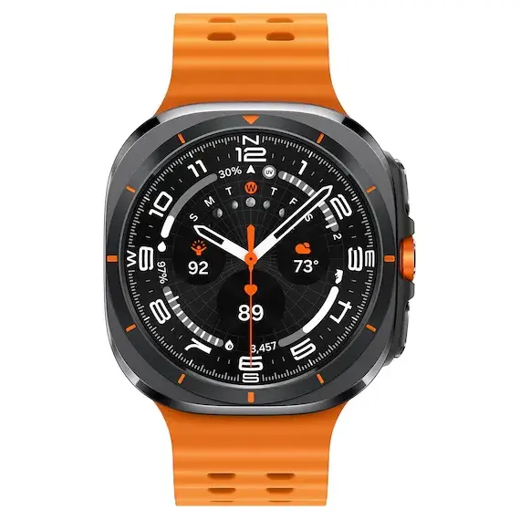 Samsung Galaxy Watch Ultra • 47 мм • Titanium Gray, Размер: 47 мм, Цвет: Titanium Gray, Тип ремешка: Marine, Цвет ремешка: Orange, Размер ремешка: M/L, изображение 2