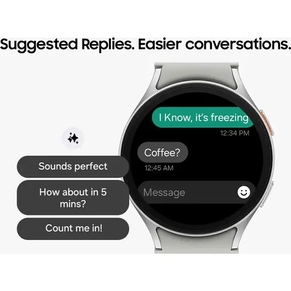 Samsung Galaxy Watch7 • 44 мм • Silver • Bluetooth / Wi-Fi, Размер: 44 мм, Цвет: Silver, Тип ремешка: Athleisure, Цвет ремешка: Cream, Размер ремешка: S/M, Подключение часов: Bluetooth / Wi-Fi, изображение 7