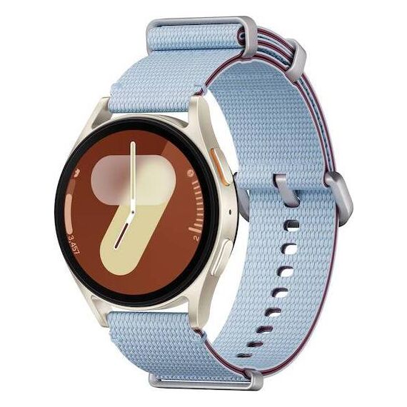 Samsung Galaxy Watch7 • 40 мм • Cream • Athleisure • Sky Blue • M/L • Bluetooth / Wi-Fi, Размер: 40 мм, Цвет: Cream, Тип ремешка: Athleisure, Цвет ремешка: Sky Blue, Размер ремешка: M/L, Подключение часов: Bluetooth / Wi-Fi