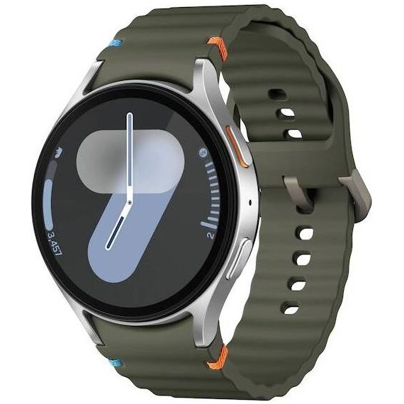 Samsung Galaxy Watch7 • 44 мм • Silver • Bluetooth / Wi-Fi, Размер: 44 мм, Цвет: Silver, Тип ремешка: Sport, Цвет ремешка: Green, Размер ремешка: M/L, Подключение часов: Bluetooth / Wi-Fi