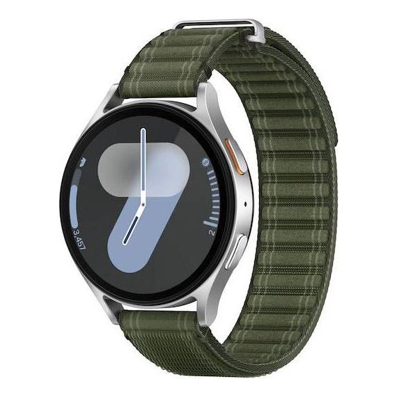 Samsung Galaxy Watch7 • 44 мм • Silver • Bluetooth / Wi-Fi, Размер: 44 мм, Цвет: Silver, Тип ремешка: Fabric, Цвет ремешка: Green, Размер ремешка: S/M, Подключение часов: Bluetooth / Wi-Fi