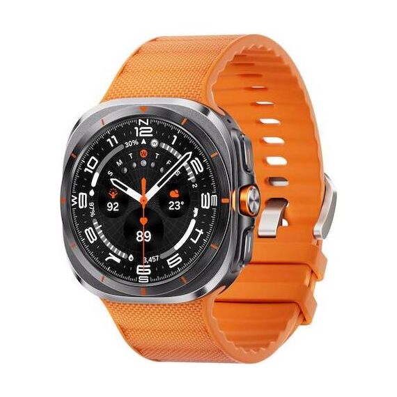 Samsung Galaxy Watch Ultra • 47 мм • Titanium Gray, Размер: 47 мм, Цвет: Titanium Gray, Тип ремешка: Peakform, Цвет ремешка: Orange, Размер ремешка: M/L