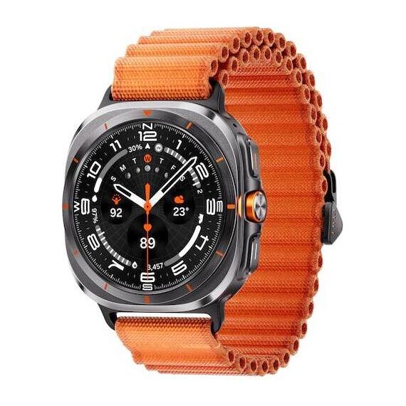 Samsung Galaxy Watch Ultra • 47 мм • Titanium Gray, Размер: 47 мм, Цвет: Titanium Gray, Тип ремешка: Trail, Цвет ремешка: Orange, Размер ремешка: M/L