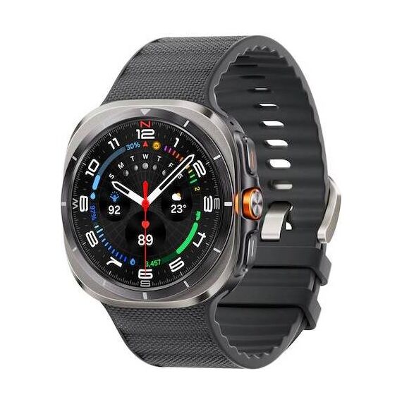 Samsung Galaxy Watch Ultra • 47 мм • Titanium Silver, Размер: 47 мм, Цвет: Titanium Silver, Тип ремешка: Peakform, Цвет ремешка: Dark Gray, Размер ремешка: M/L