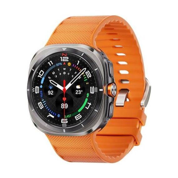 Samsung Galaxy Watch Ultra • 47 мм • Titanium Silver, Размер: 47 мм, Цвет: Titanium Silver, Тип ремешка: Peakform, Цвет ремешка: Orange, Размер ремешка: M/L