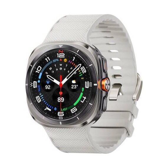 Samsung Galaxy Watch Ultra • 47 мм • Titanium Silver, Размер: 47 мм, Цвет: Titanium Silver, Тип ремешка: Peakform, Цвет ремешка: White Sand, Размер ремешка: M/L
