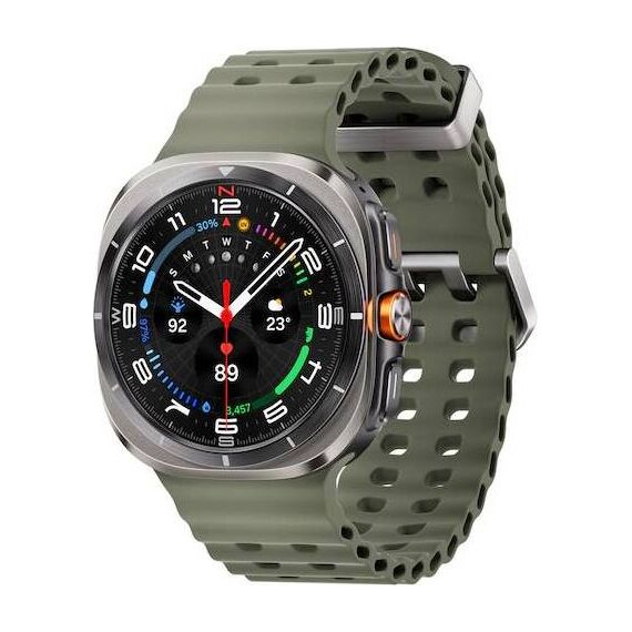 Samsung Galaxy Watch Ultra • 47 мм • Titanium Silver, Размер: 47 мм, Цвет: Titanium Silver, Тип ремешка: Marine, Цвет ремешка: Green, Размер ремешка: M/L