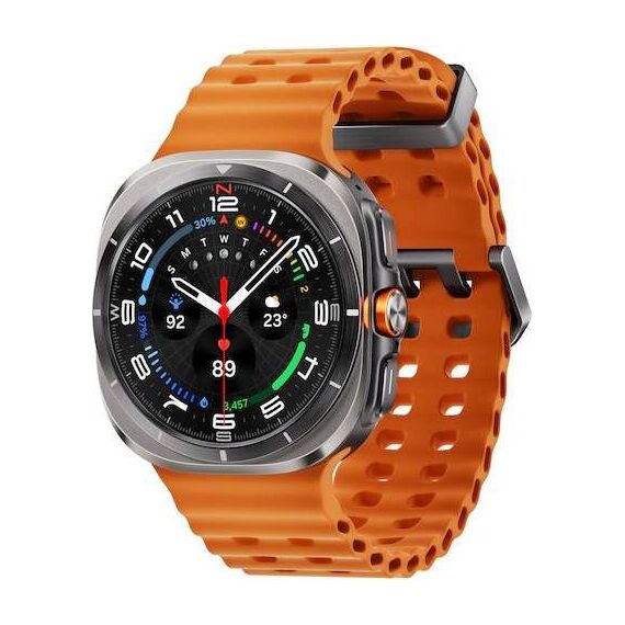 Samsung Galaxy Watch Ultra • 47 мм • Titanium Silver, Размер: 47 мм, Цвет: Titanium Silver, Тип ремешка: Marine, Цвет ремешка: Orange, Размер ремешка: M/L