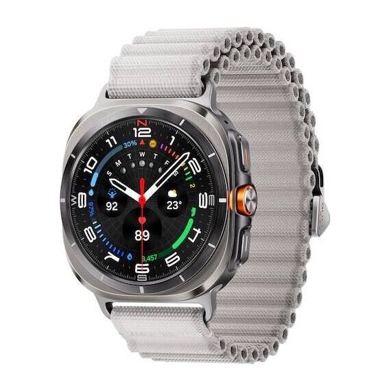 Samsung Galaxy Watch Ultra • 47 мм • Titanium Silver, Размер: 47 мм, Цвет: Titanium Silver, Тип ремешка: Trail, Цвет ремешка: White Sand, Размер ремешка: M/L