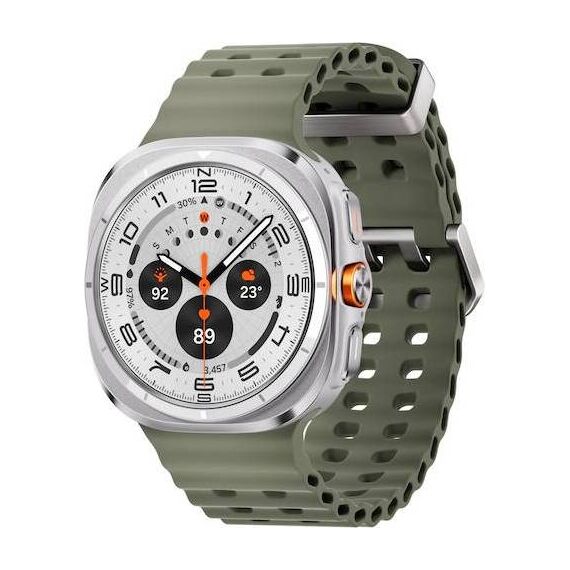 Samsung Galaxy Watch Ultra • 47 мм • Titanium White, Размер: 47 мм, Цвет: Titanium White, Тип ремешка: Marine, Цвет ремешка: Green, Размер ремешка: M/L