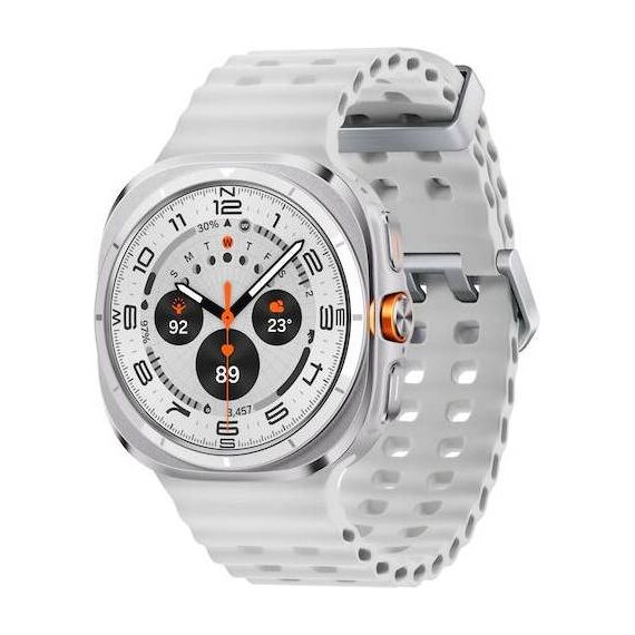 Samsung Galaxy Watch Ultra • 47 мм • Titanium White, Размер: 47 мм, Цвет: Titanium White, Тип ремешка: Marine, Цвет ремешка: White, Размер ремешка: M/L