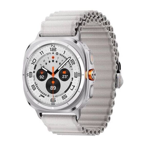 Samsung Galaxy Watch Ultra • 47 мм • Titanium White, Размер: 47 мм, Цвет: Titanium White, Тип ремешка: Trail, Цвет ремешка: White Sand, Размер ремешка: M/L